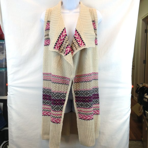 Max Studio Open Front Knit Vest Sleeveless Cardigan Girls Size M (10-12) - Picture 3 of 13